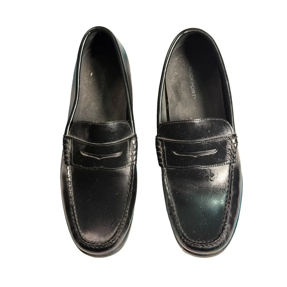 Rockport Classic Men's Size 11.5 Black Leather Penny Loafer Shoes EUC